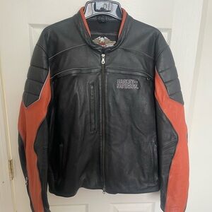 Harley-Davidson Black and Orange Leather Jacket